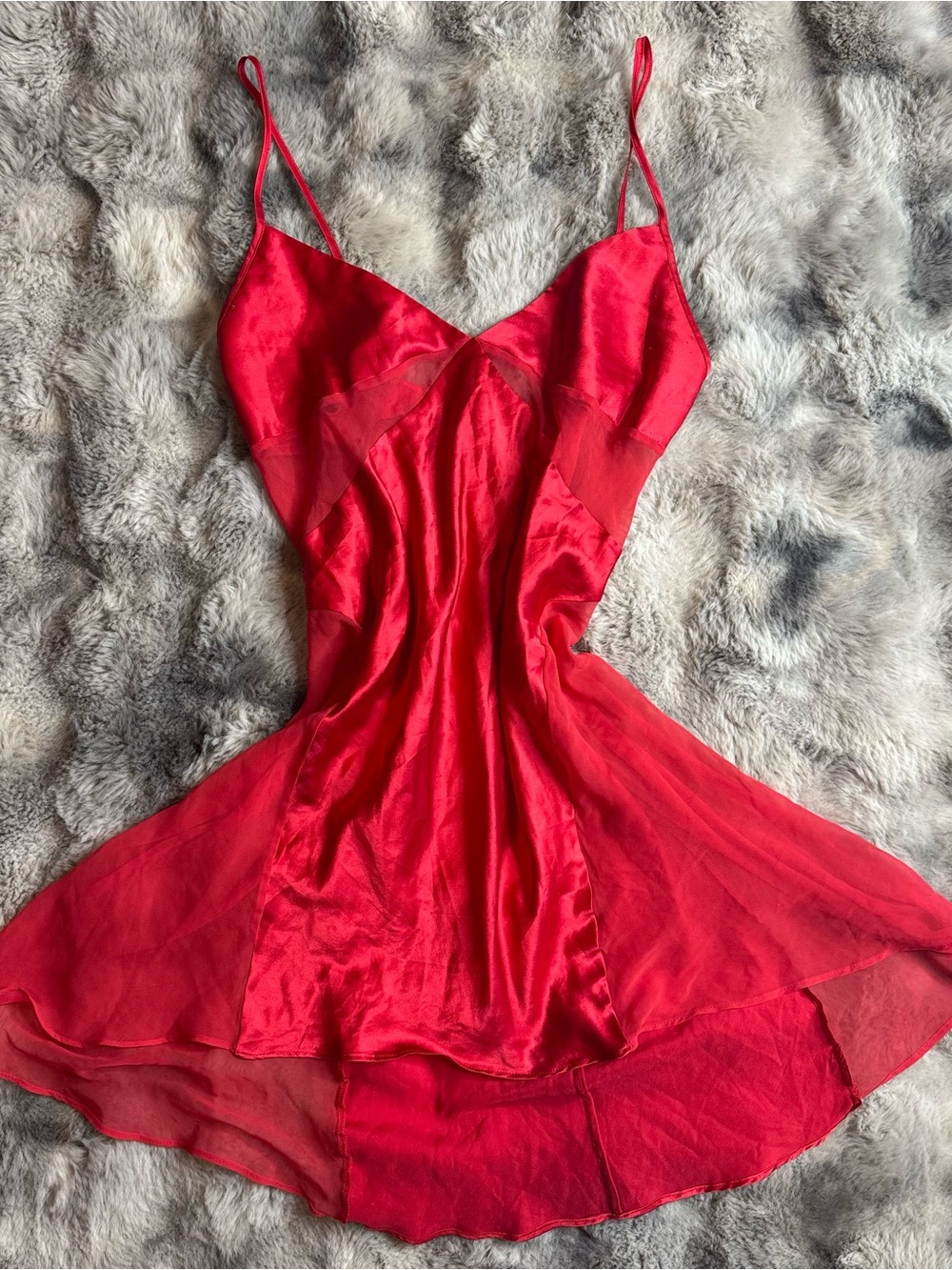 Victoria's Secret Red Satin & Chiffon Slip